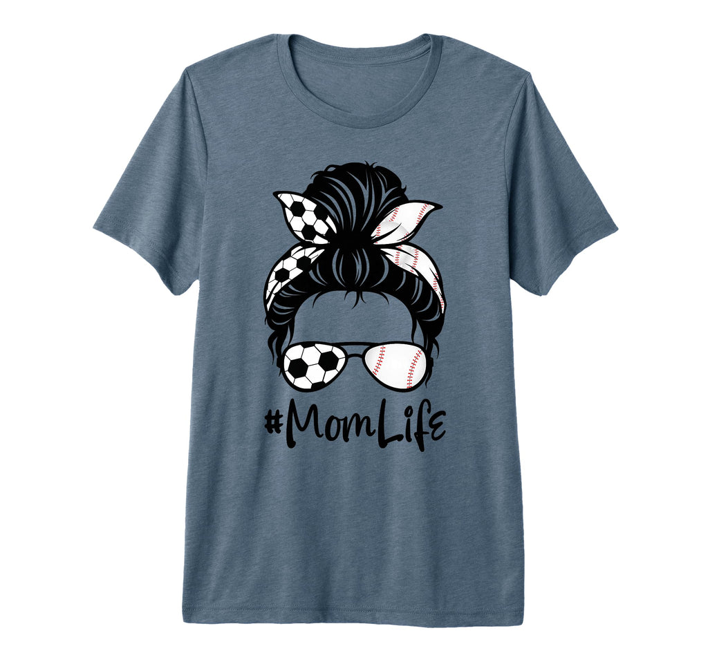 Womens Mom Life Soccer Messy Bun T-Shirt - Graphic Print for Adults - T-Shirt, Sweatshirt, Hoodie