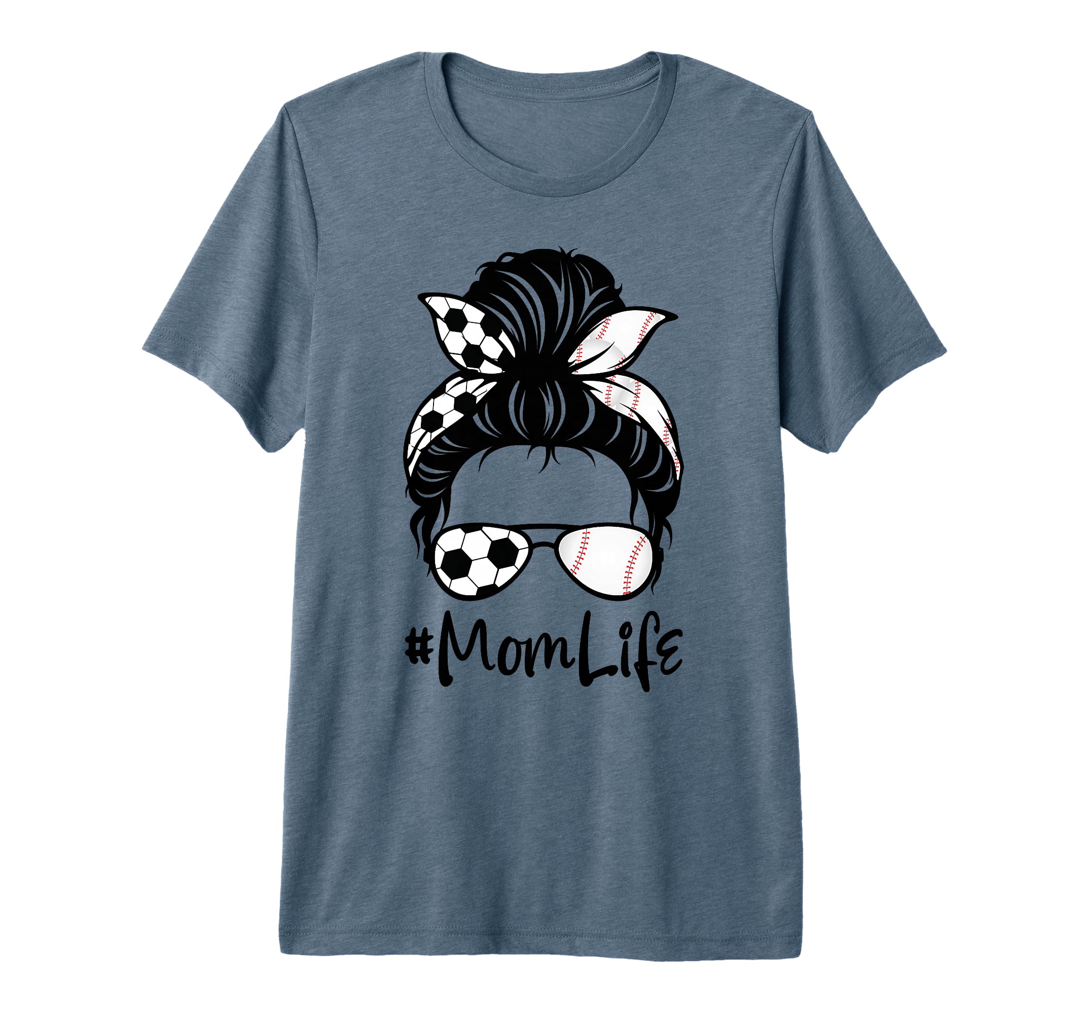 Womens Mom Life Soccer Messy Bun T-Shirt - Graphic Print for Adults - T-Shirt, Sweatshirt, Hoodie
