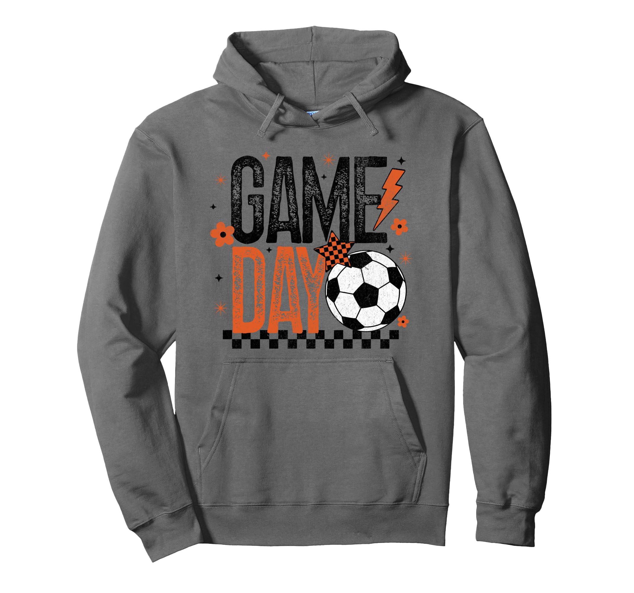 Game Day Soccer Season Checkered Hoodie - Minimalist Print for Adults - T-Shirt, Sweatshirt, Hoodie