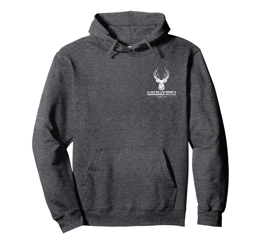 Saddleback Deer Hunting White Logo Hoodie - Aesthetic Graphic Unisex - T-Shirt, Sweatshirt, Hoodie