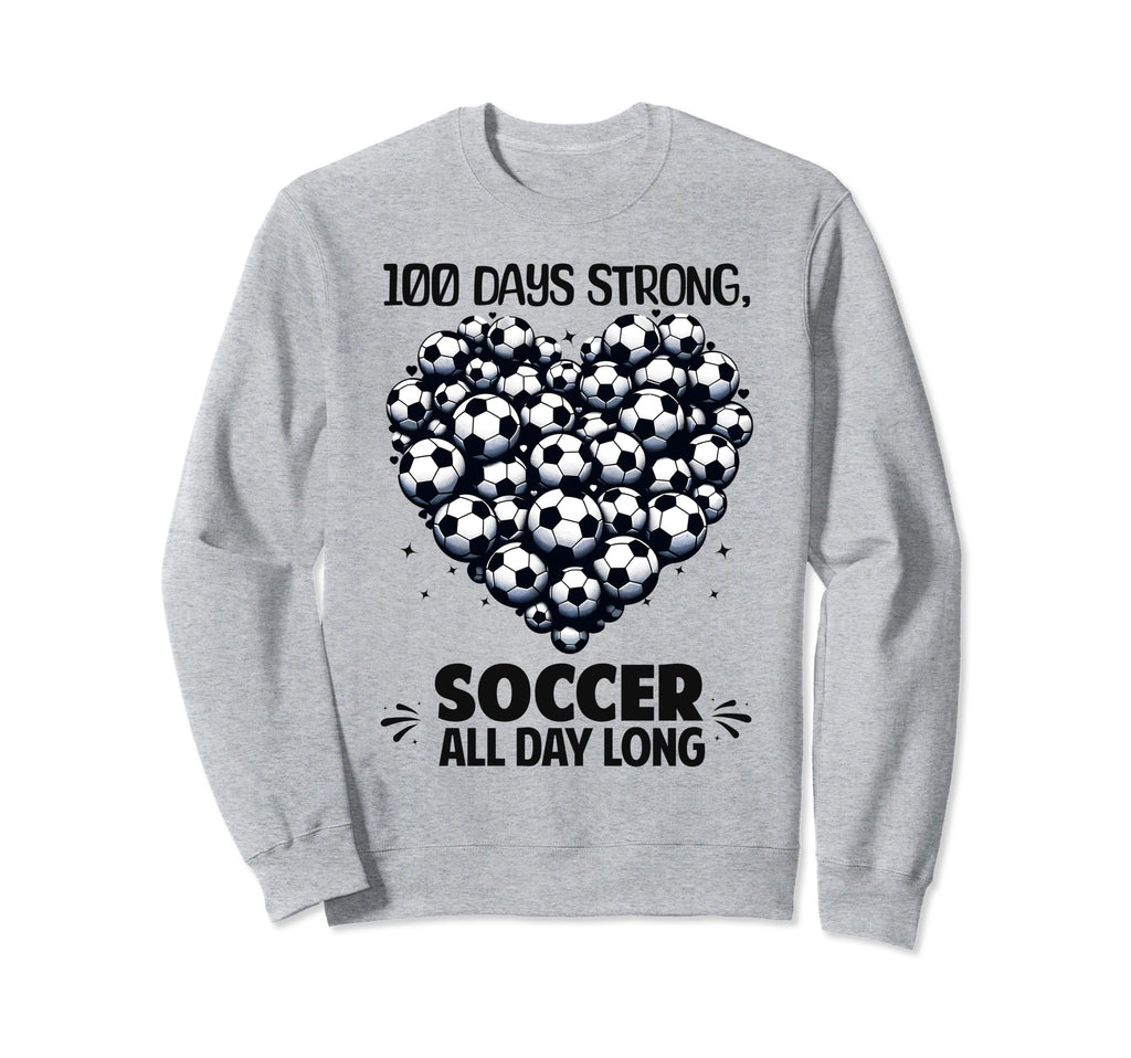 100 Days School Soccer Heart Love Sweatshirt - Minimalist Print for Adults - T-Shirt, Sweatshirt, Hoodie