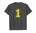Number 1 One Varsity Distressed Sport T-Shirt - Minimalist Print Unisex - T-Shirt, Sweatshirt, Hoodie
