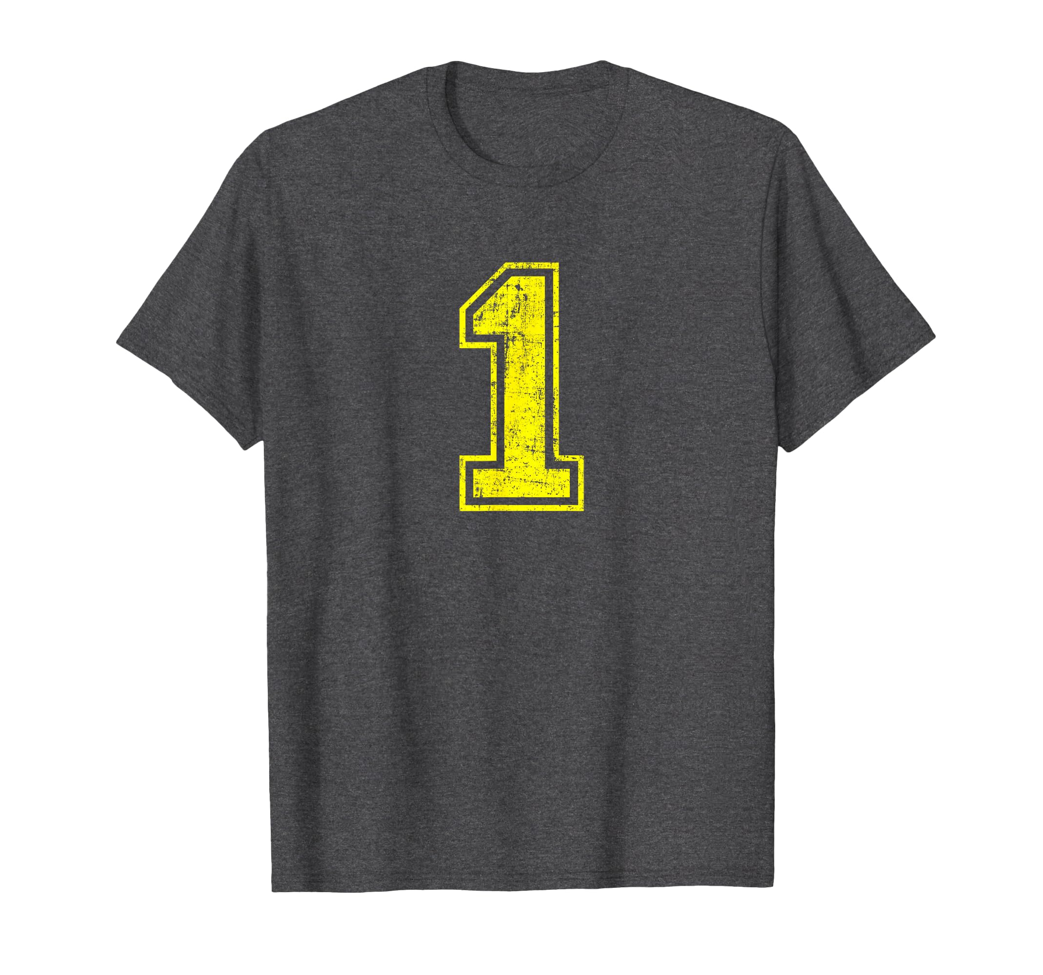 Number 1 One Varsity Distressed Sport T-Shirt - Minimalist Print Unisex - T-Shirt, Sweatshirt, Hoodie