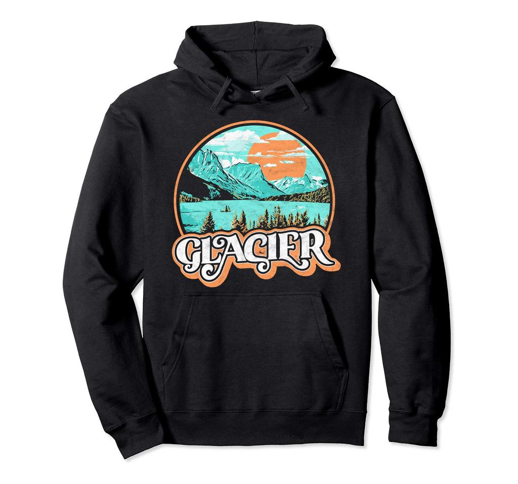 Glacier National Park Distressed Sketch Hoodie - Novelty Apparel for Adults - T-Shirt, Sweatshirt, Hoodie