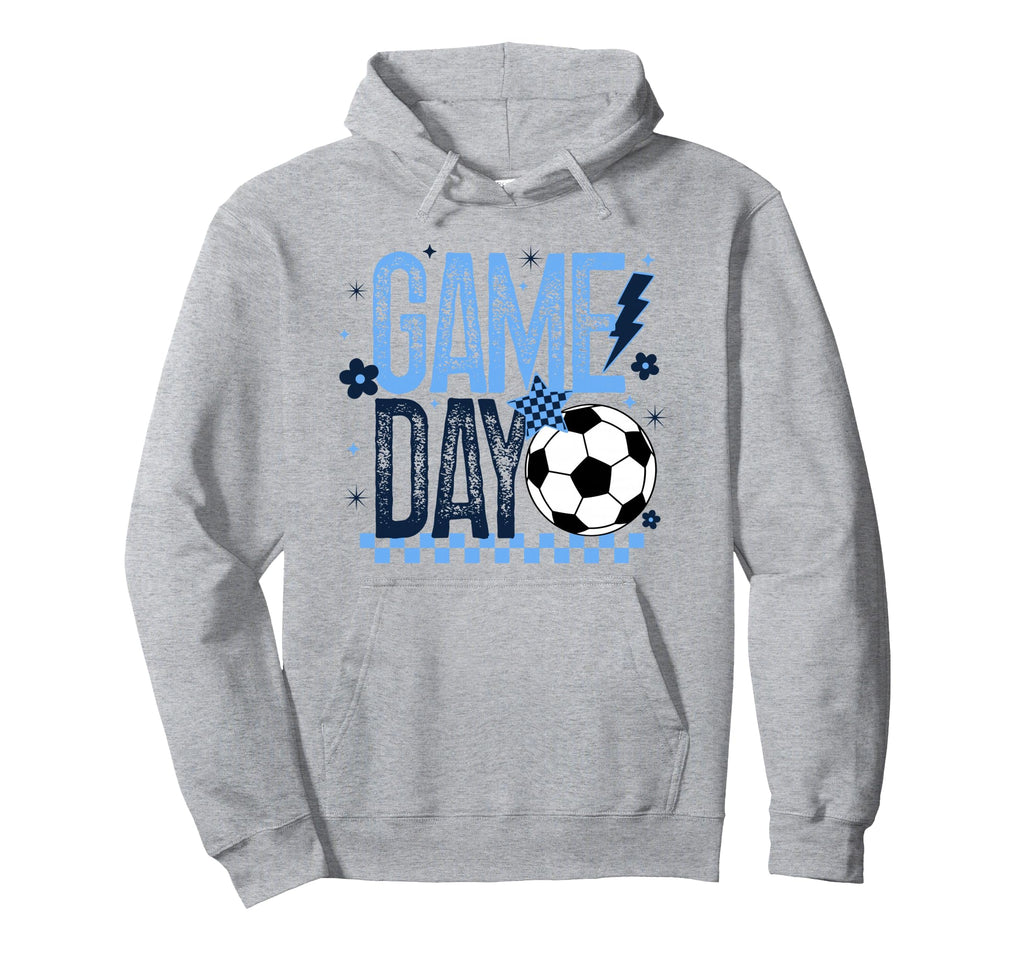 Game Day Soccer Season Light Blue Hoodie - Aesthetic Graphic Unisex - T-Shirt, Sweatshirt, Hoodie