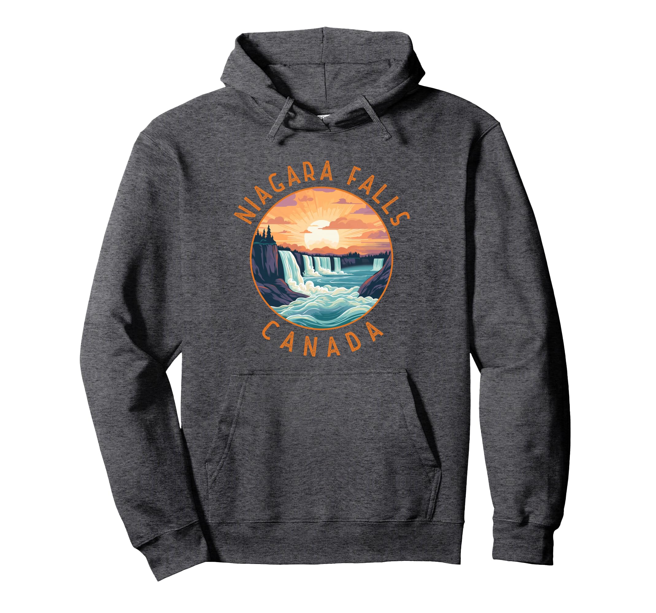 Niagara Falls Canada Distressed Circle Hoodie - Minimalist Print Men Women - T-Shirt, Sweatshirt, Hoodie
