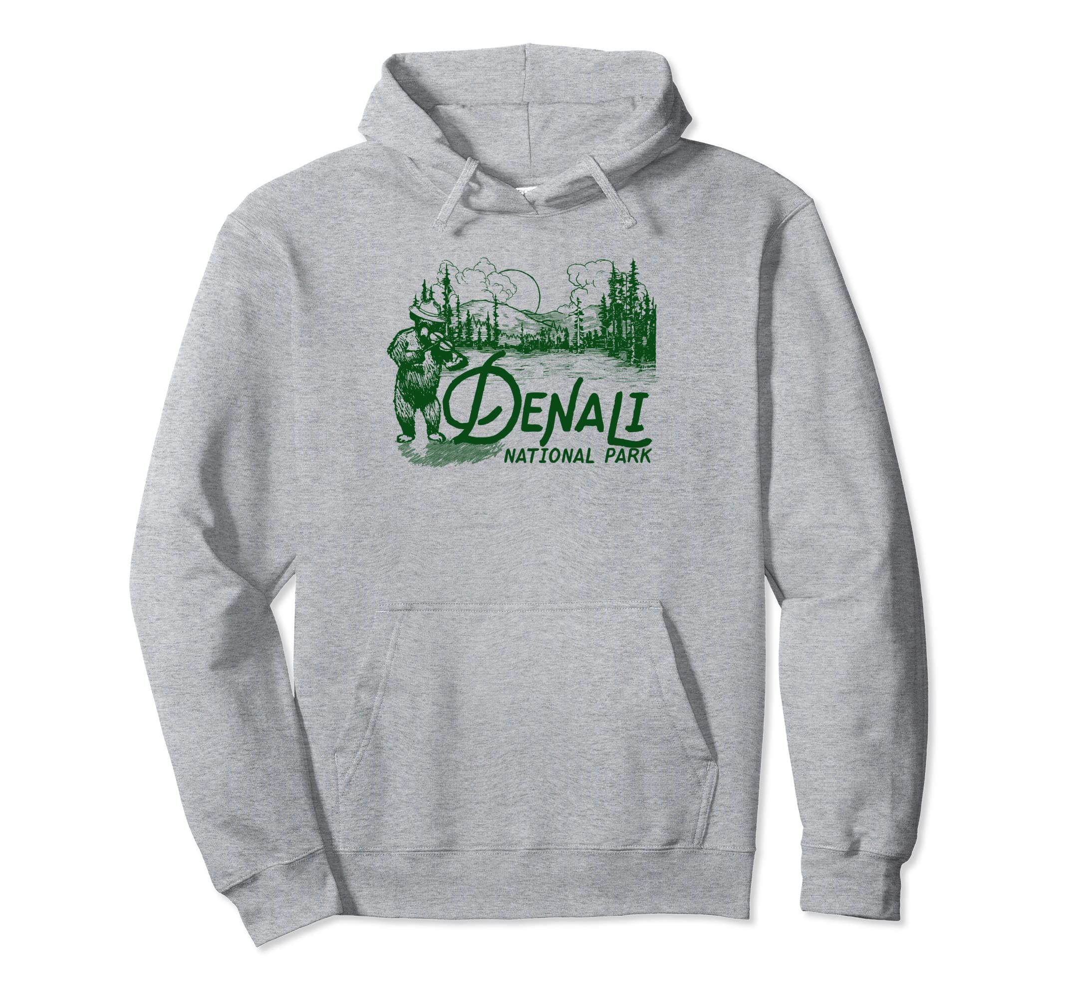 Denali National Park Alaska Fiddle Bear Hoodie - Novelty Apparel Men Women - T-Shirt, Sweatshirt, Hoodie