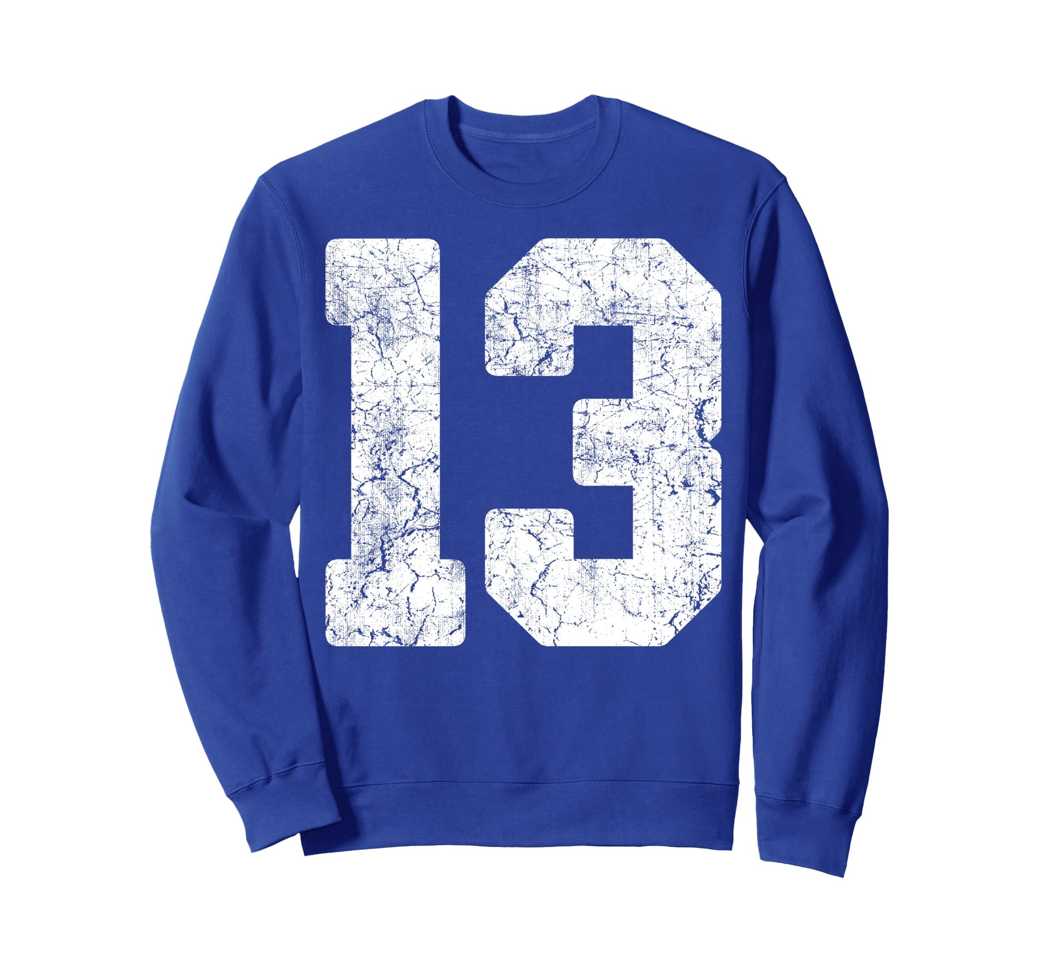 Distressed White Number 13 Jersey Sweatshirt - Custom Art Print Men Women - T-Shirt, Sweatshirt, Hoodie