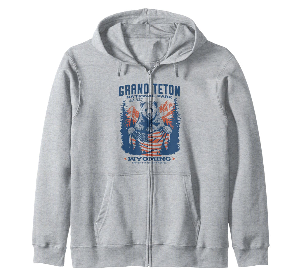Grand Teton National Park Patriotic T-Shirt - Aesthetic Graphic for Adults - T-Shirt, Sweatshirt, Hoodie