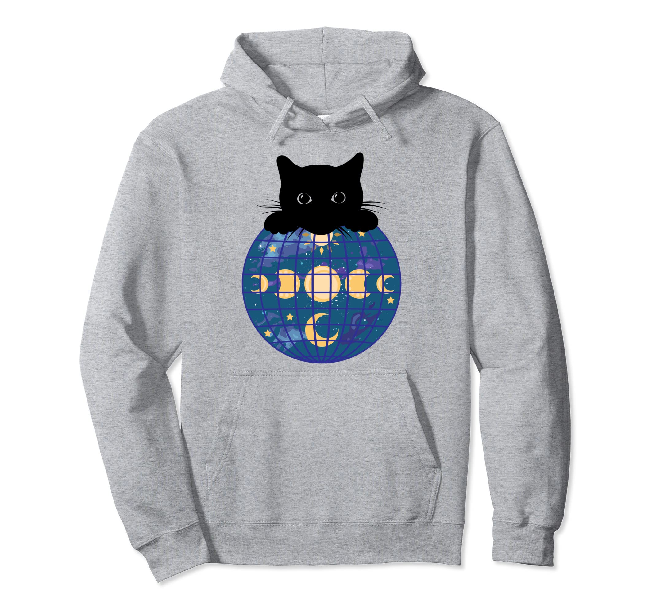 Aesthetic Disco Ball Celestial Black Cat Hoodie - Aesthetic Graphic Unisex - T-Shirt, Sweatshirt, Hoodie