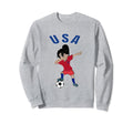 Funny Dabbing Female Soccer Player Sweatshirt - Aesthetic Graphic Unisex - T-Shirt, Sweatshirt, Hoodie