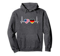 Germany Usa Heartbeat Flag American Hoodie - Streetwear Style Men Women - T-Shirt, Sweatshirt, Hoodie
