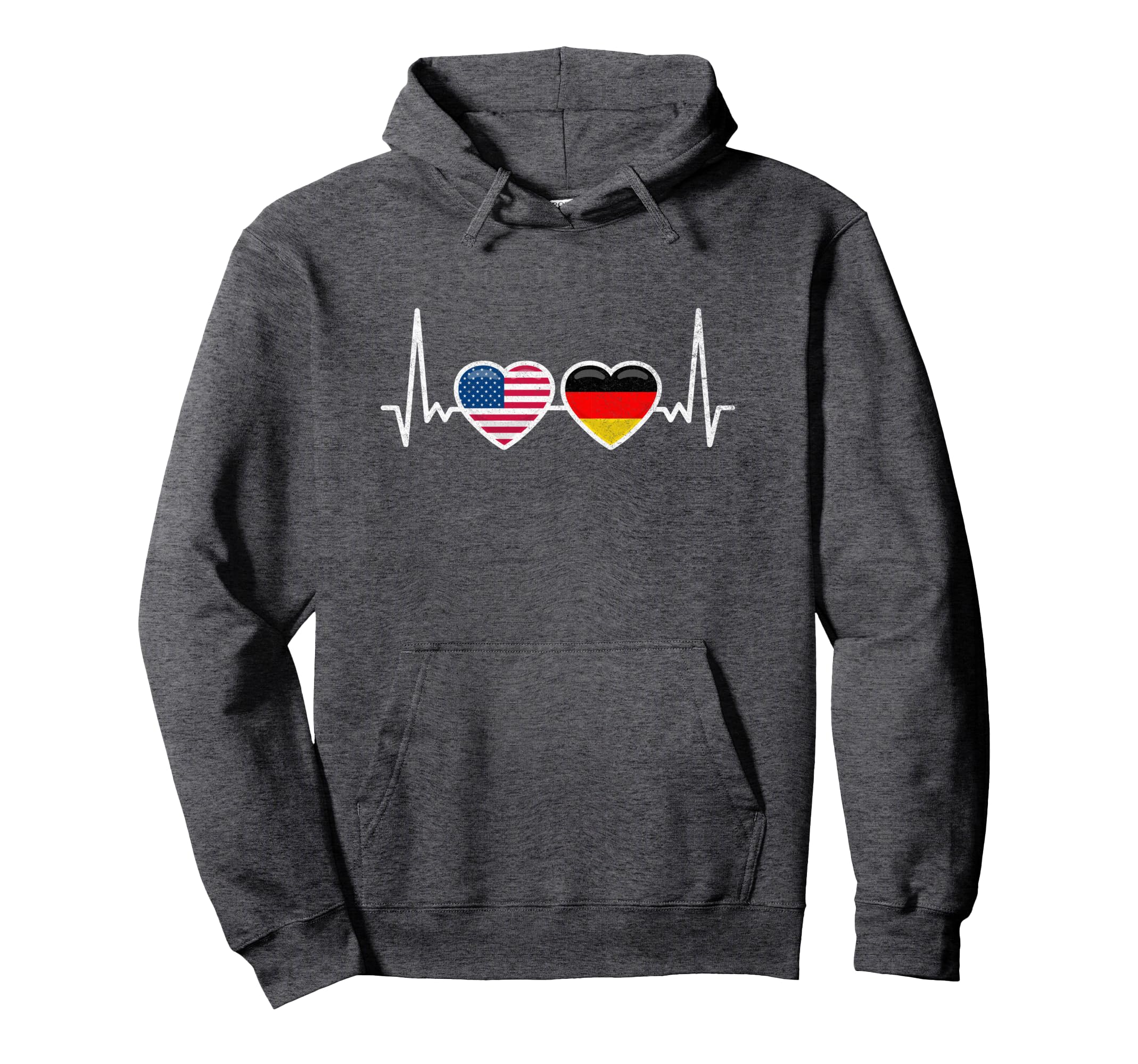 Germany Usa Heartbeat Flag American Hoodie - Streetwear Style Men Women - T-Shirt, Sweatshirt, Hoodie