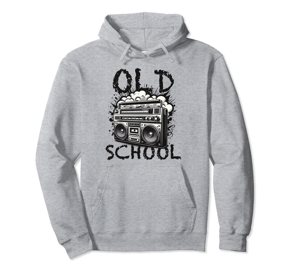 Old School Boombox Black White Hip Hop Hoodie - Graphic Print for Adults - T-Shirt, Sweatshirt, Hoodie