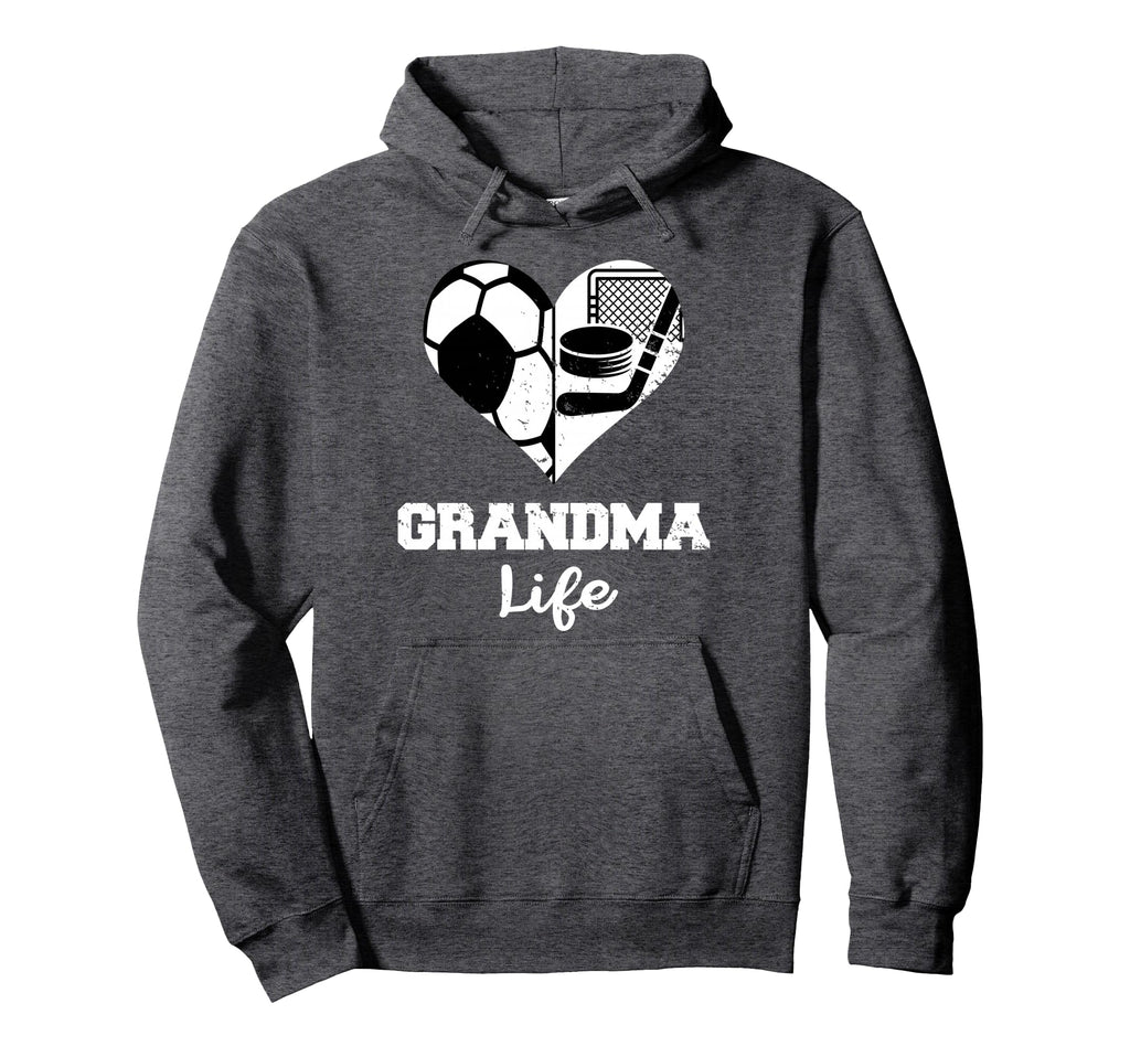 Grandma Life Heart Funny Soccer Hockey Hoodie - Graphic Print Unisex - T-Shirt, Sweatshirt, Hoodie