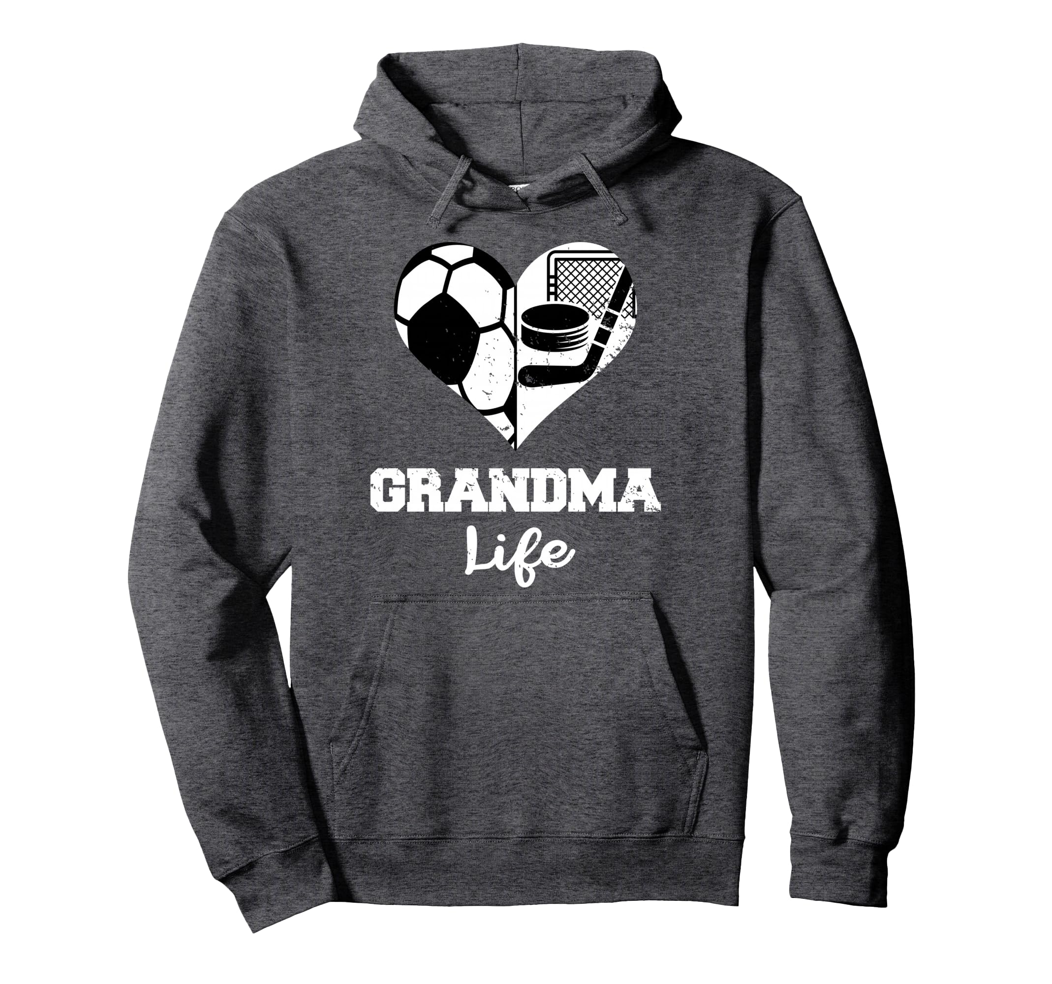 Grandma Life Heart Funny Soccer Hockey Hoodie - Graphic Print Unisex - T-Shirt, Sweatshirt, Hoodie