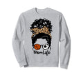Mom Life Messy Bun Curly Hair Sweatshirt - Unique Graphic Men Women - T-Shirt, Sweatshirt, Hoodie