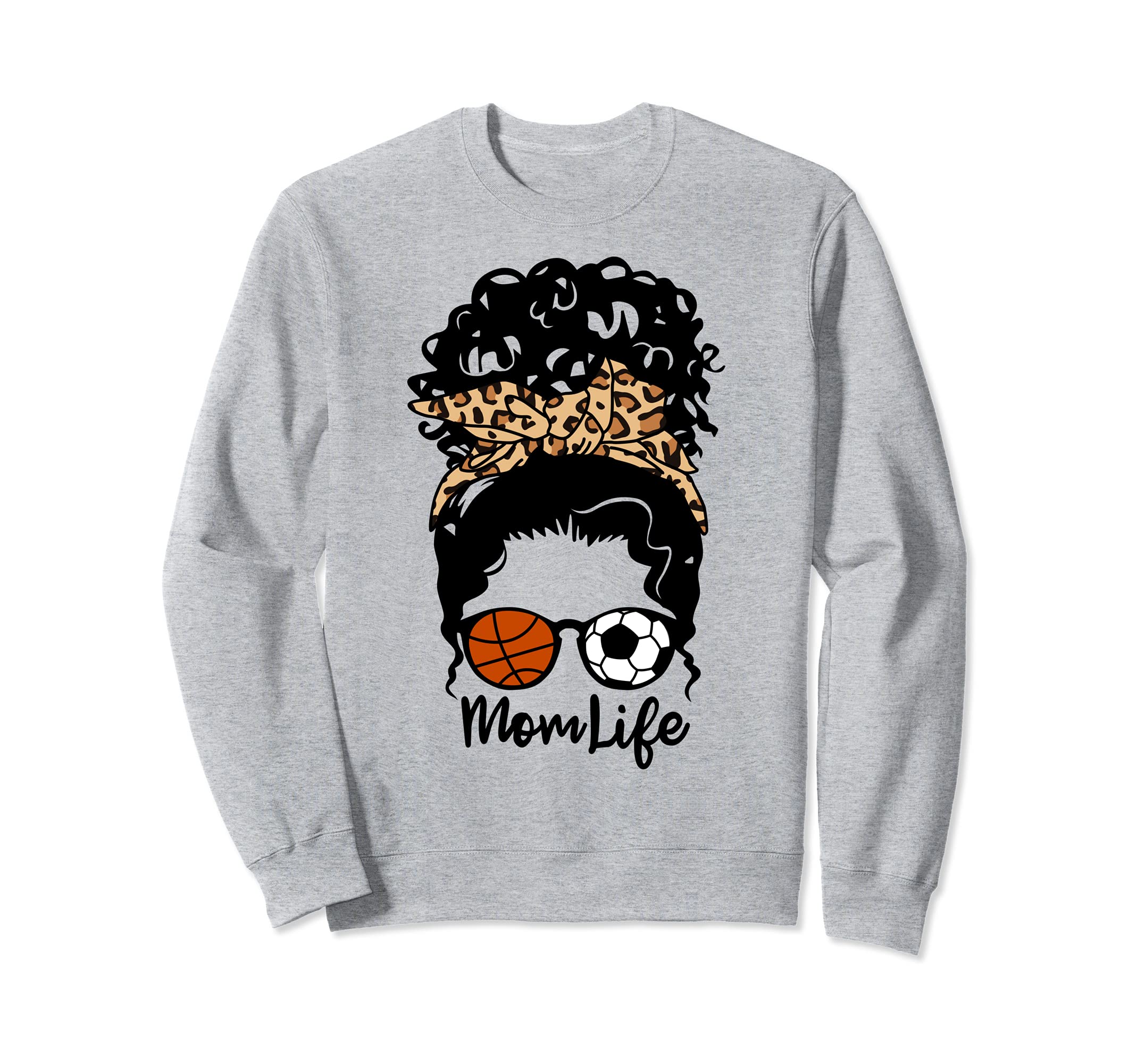 Mom Life Messy Bun Curly Hair Sweatshirt - Fun Novelty Design Unisex - T-Shirt, Sweatshirt, Hoodie