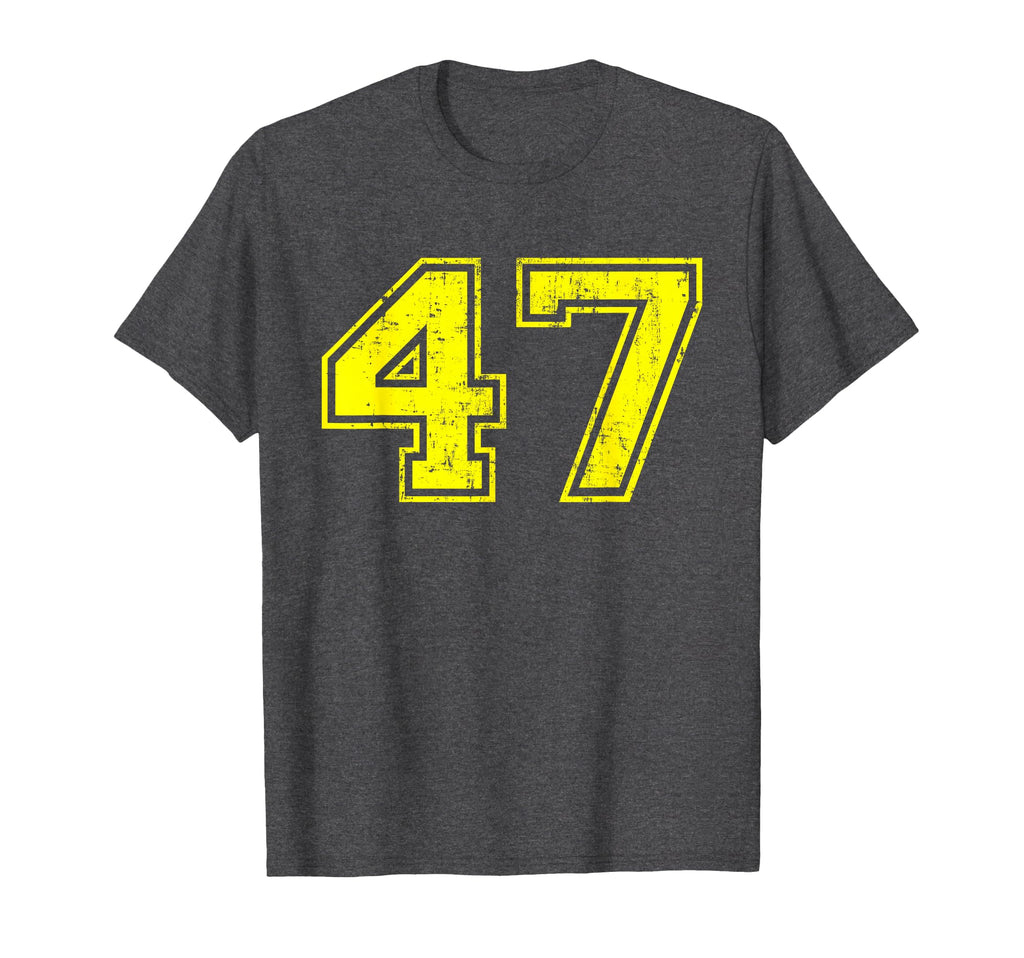 Number 47 Varsity Distressed Sport T-Shirt - Custom Art Print Men Women - T-Shirt, Sweatshirt, Hoodie