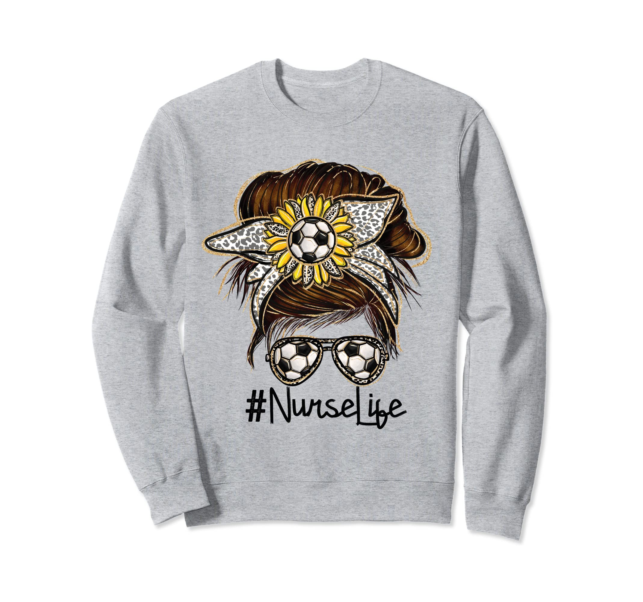Nurse Life Soccer Leopard Messy Sweatshirt - Aesthetic Graphic for Adults - T-Shirt, Sweatshirt, Hoodie
