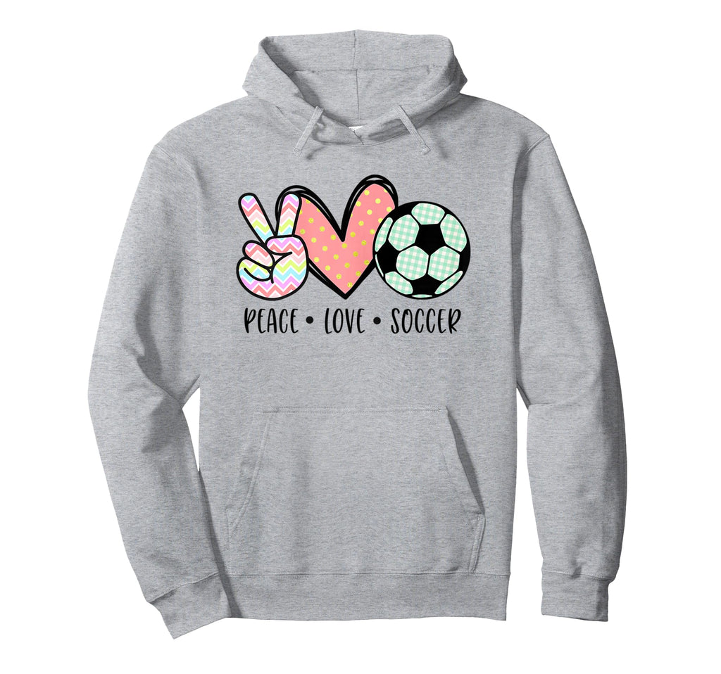 Soccer Lover Gifts Peace Love Soccer Ball Hoodie - Unique Graphic Men Women - T-Shirt, Sweatshirt, Hoodie