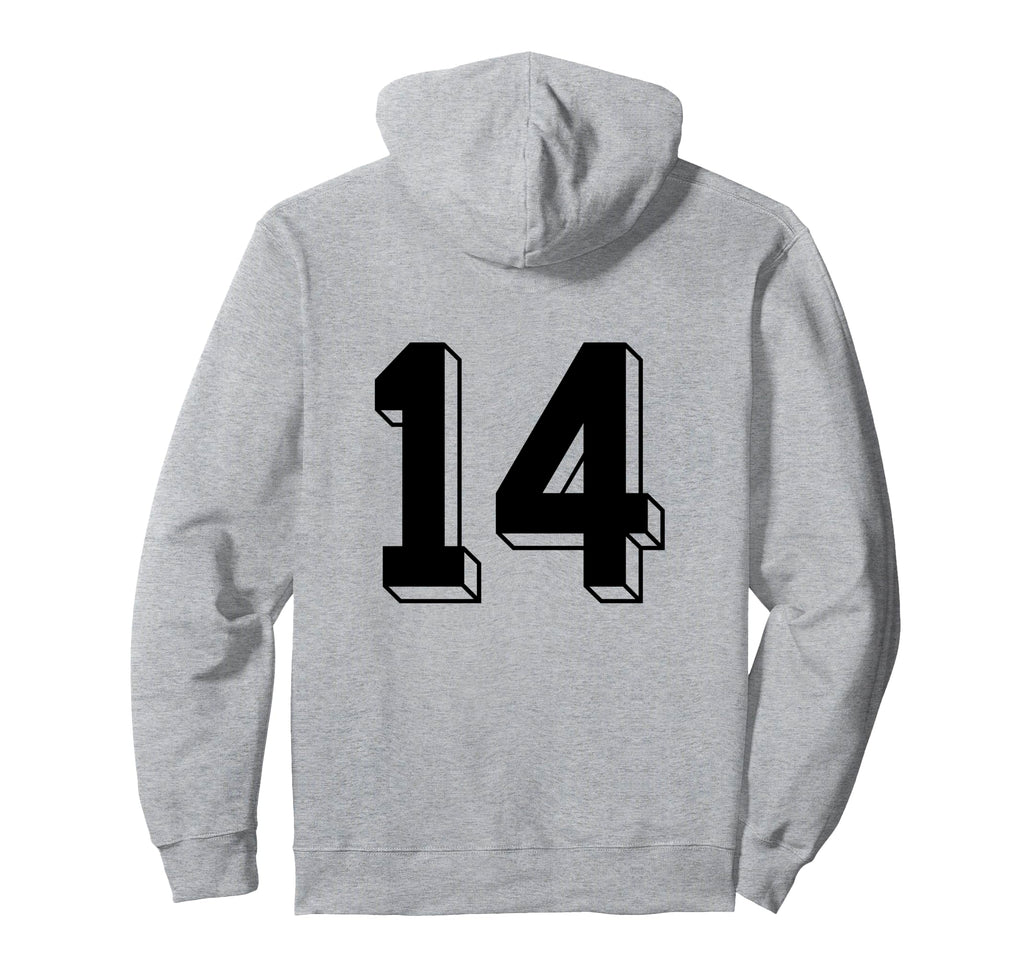 Number 14 Backside 80S 90S Team Hoodie - Fun Novelty Design Men Women - T-Shirt, Sweatshirt, Hoodie