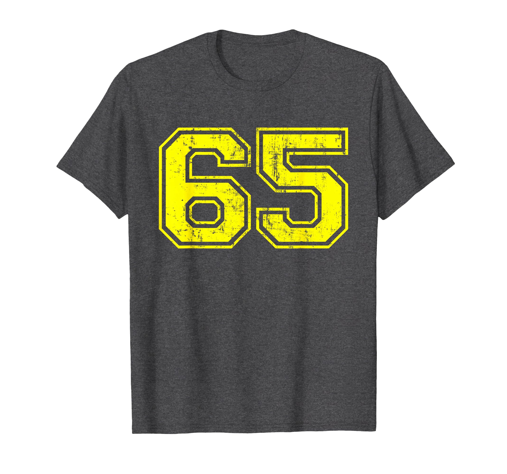 Number 65 Varsity Distressed Sport T-Shirt - Minimalist Print Men Women - T-Shirt, Sweatshirt, Hoodie