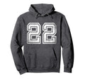 Distressed Number 22 Sport White Hoodie - Unique Graphic for Adults - T-Shirt, Sweatshirt, Hoodie