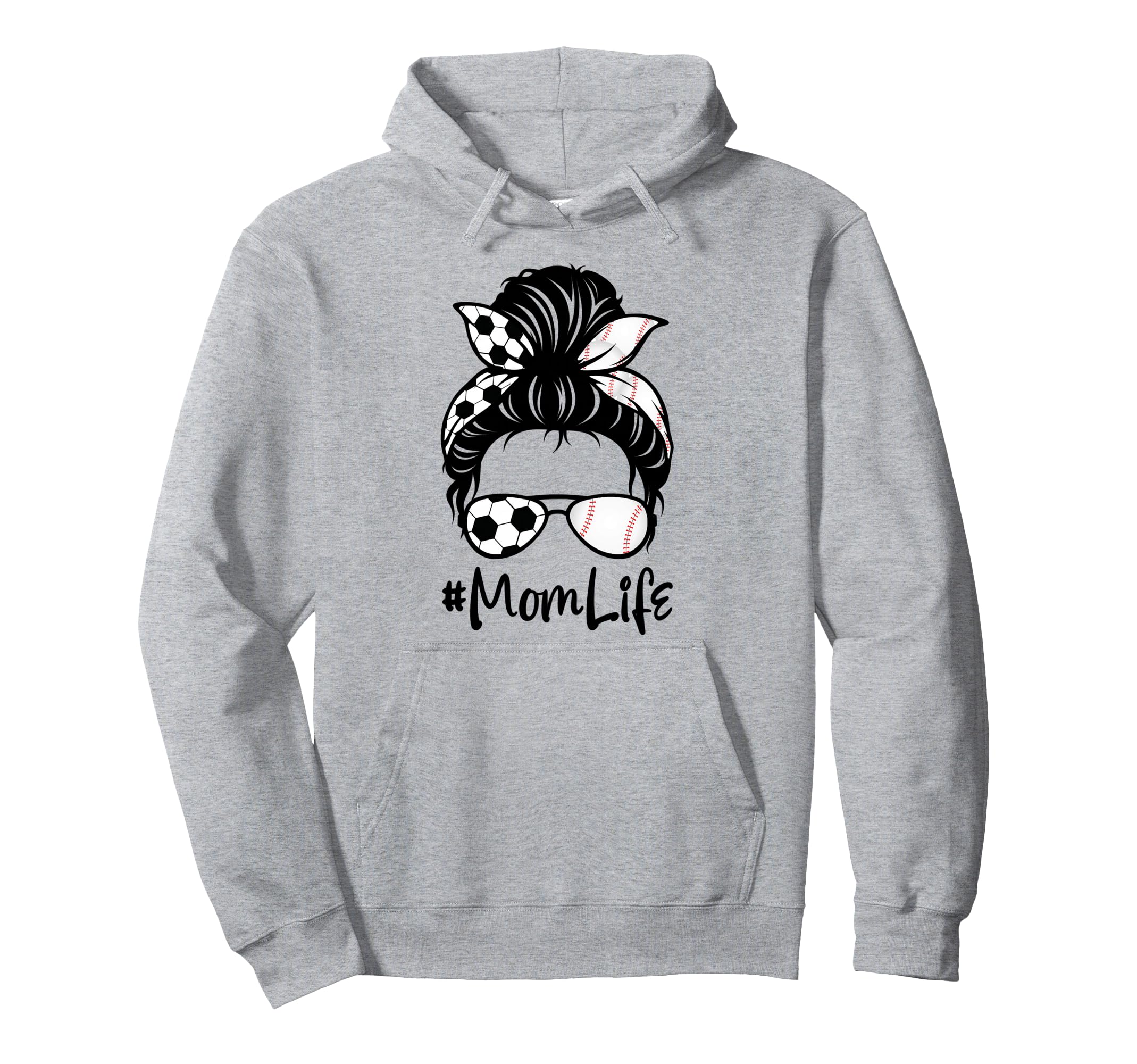 Womens Mom Life Soccer Messy Bun Hoodie - Novelty Apparel Men Women - T-Shirt, Sweatshirt, Hoodie