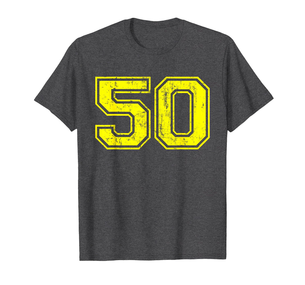Number 50 Varsity Distressed Sport T-Shirt - Novelty Apparel Men Women - T-Shirt, Sweatshirt, Hoodie