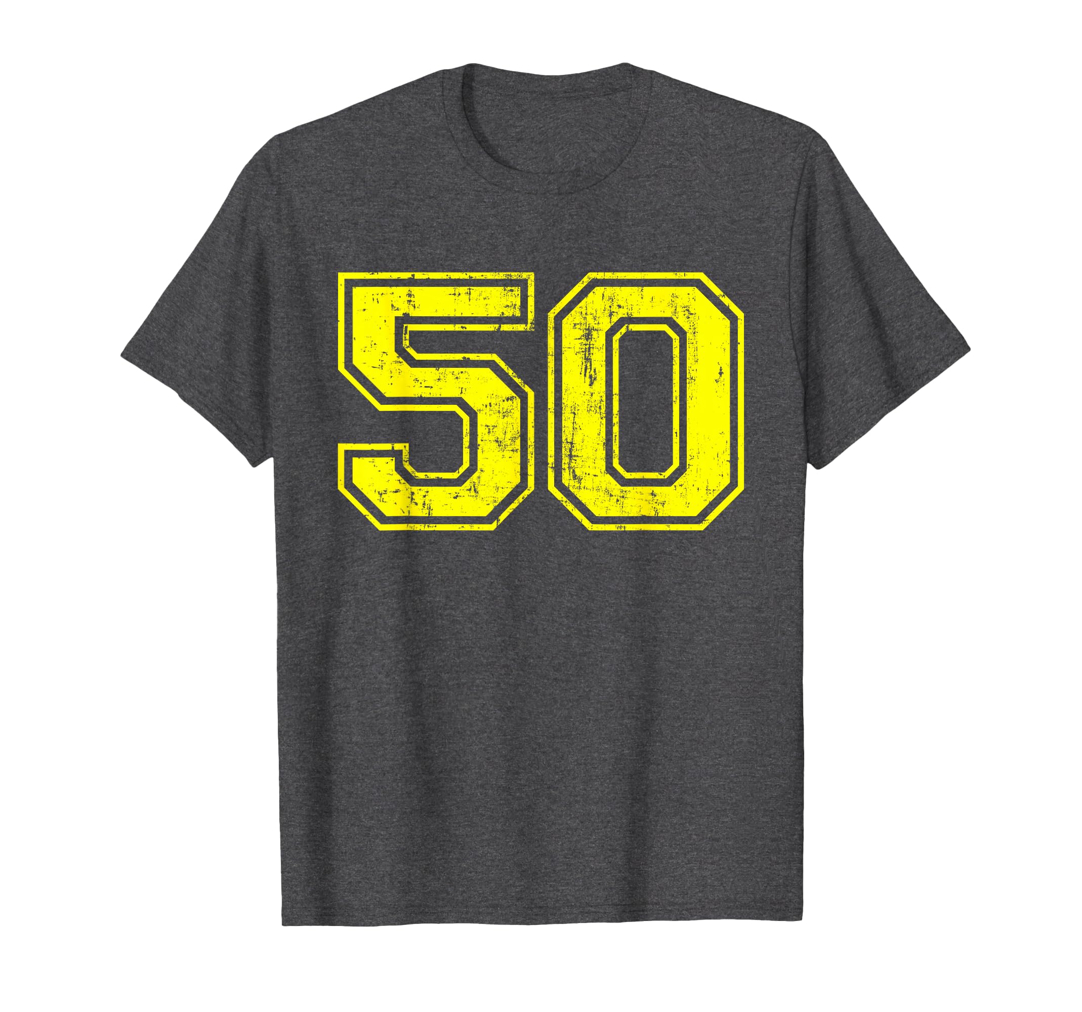 Number 50 Varsity Distressed Sport T-Shirt - Novelty Apparel Men Women - T-Shirt, Sweatshirt, Hoodie