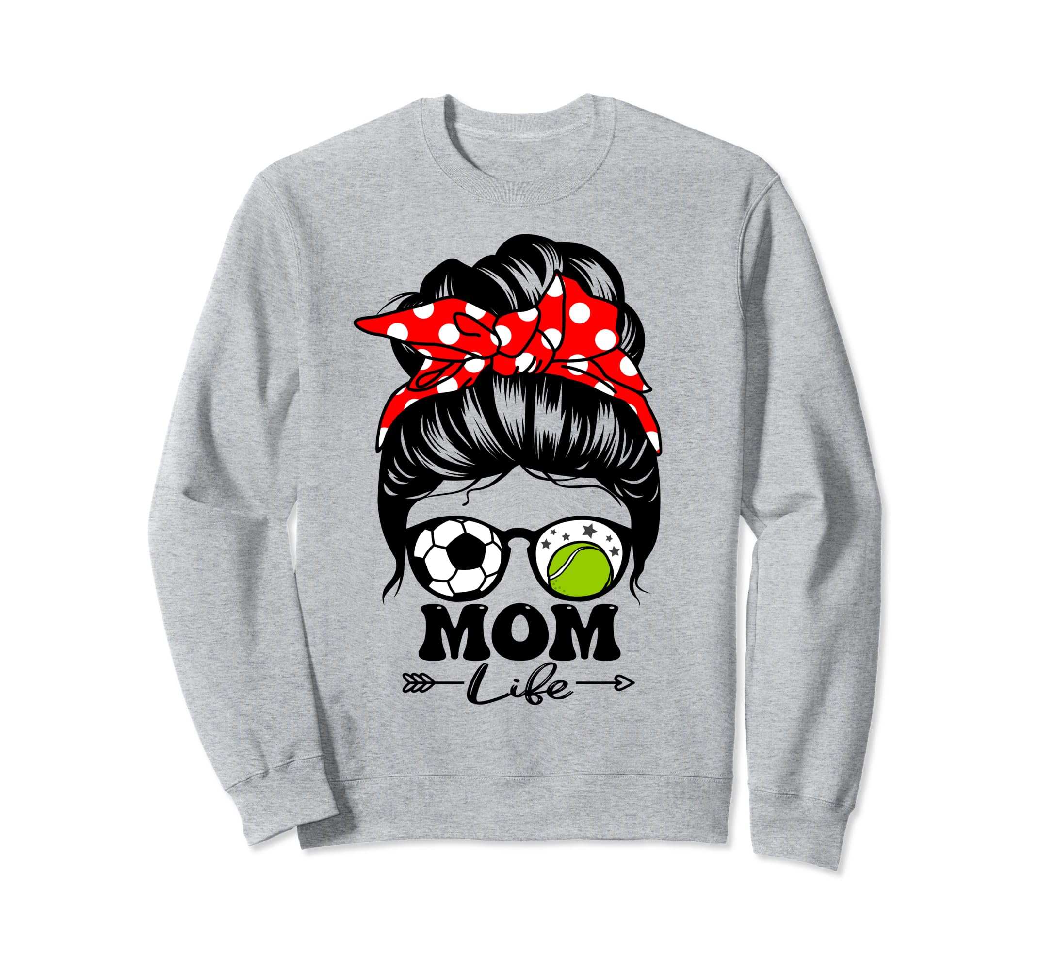 Mom Life Messy Bun Hair Funny Sweatshirt - Custom Art Print for Adults - T-Shirt, Sweatshirt, Hoodie