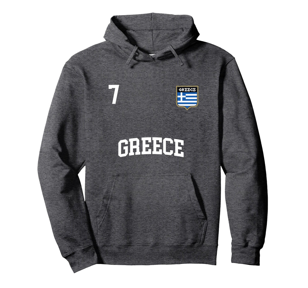 Greece No 7 Greek Flag Football Hoodie - Aesthetic Graphic Men Women - T-Shirt, Sweatshirt, Hoodie