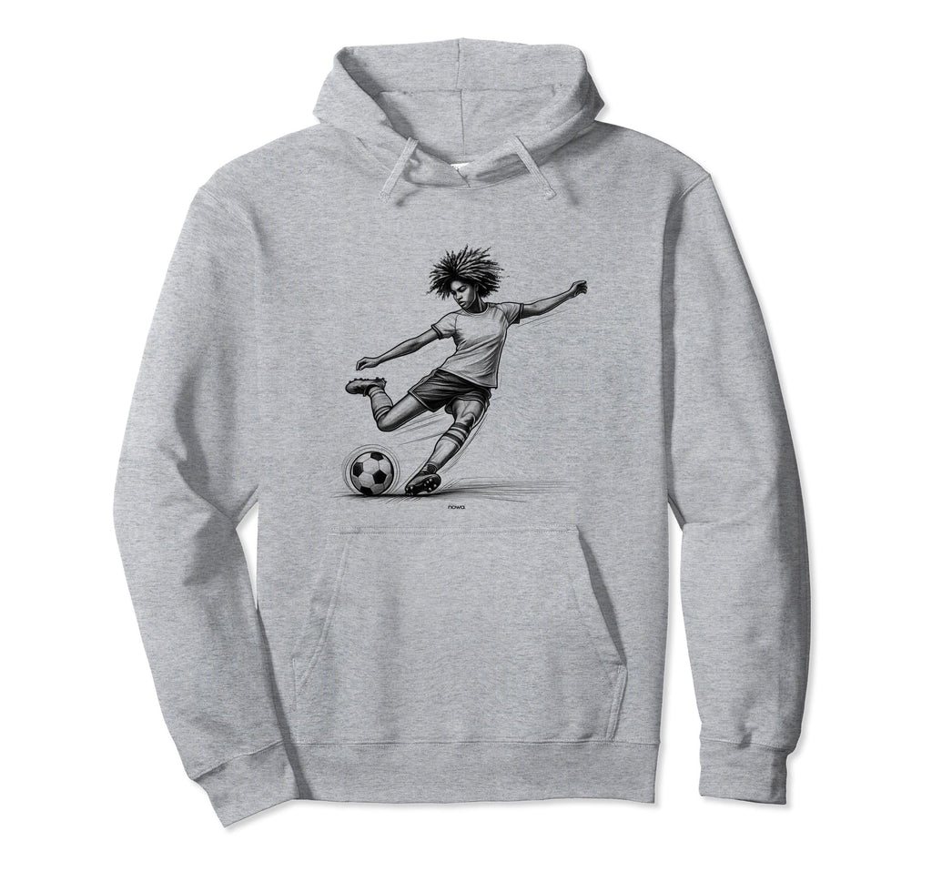 Female Soccer Player Powerful Kicking Hoodie - Trendy Graphic Unisex - T-Shirt, Sweatshirt, Hoodie