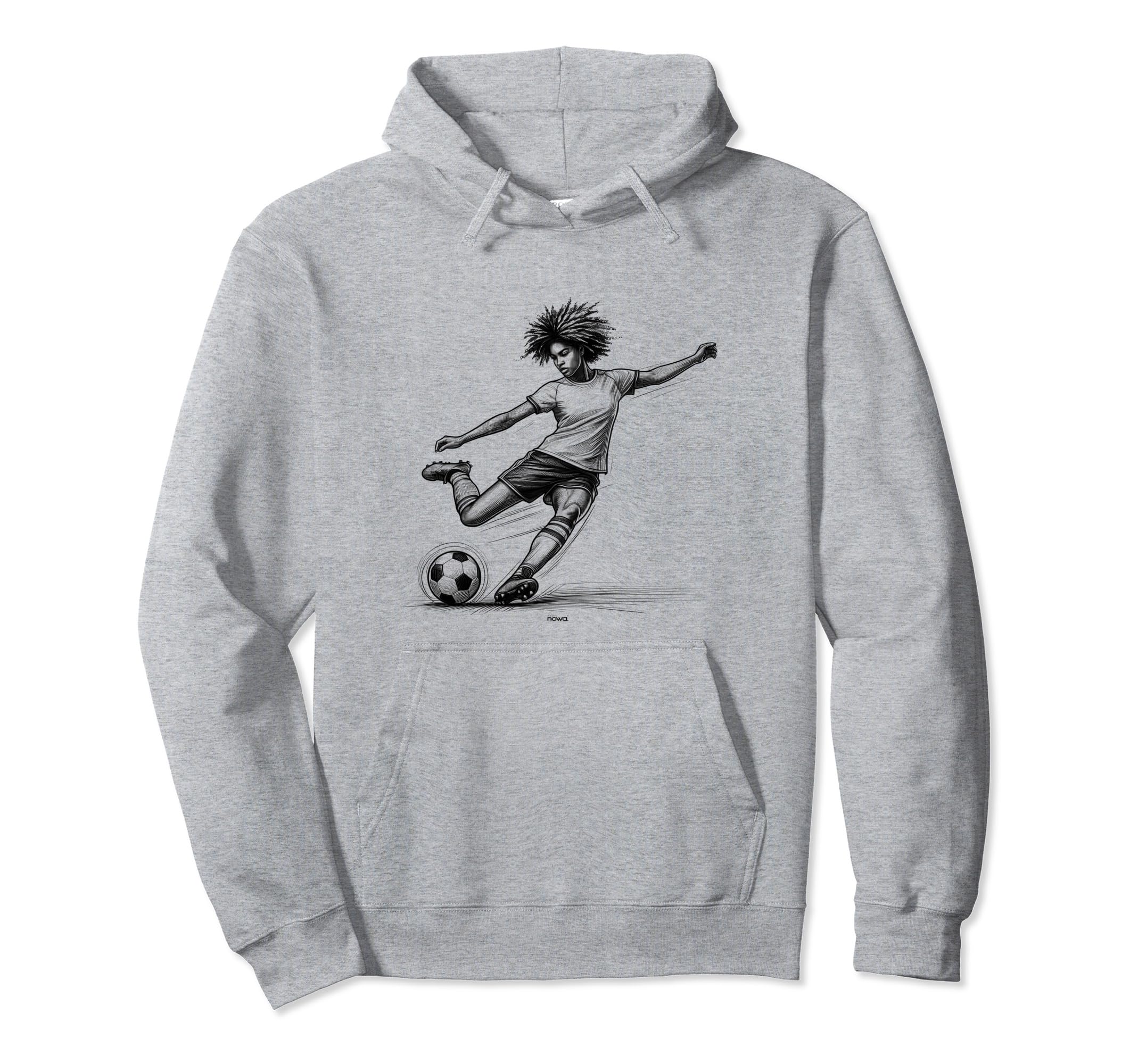 Female Soccer Player Powerful Kicking Hoodie - Trendy Graphic Unisex - T-Shirt, Sweatshirt, Hoodie