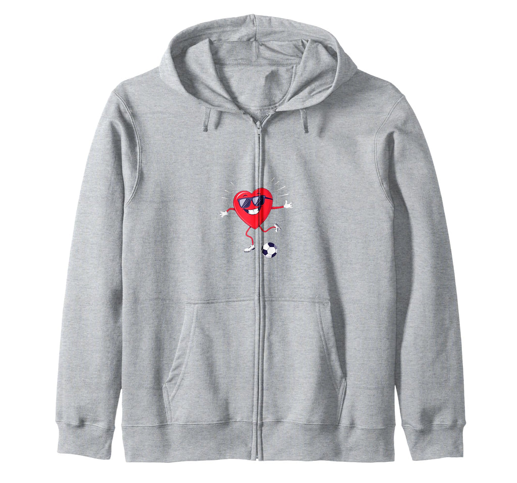 Cartoon Heart Soccer Gift Hoodie - Unique Graphic for Adults - T-Shirt, Sweatshirt, Hoodie