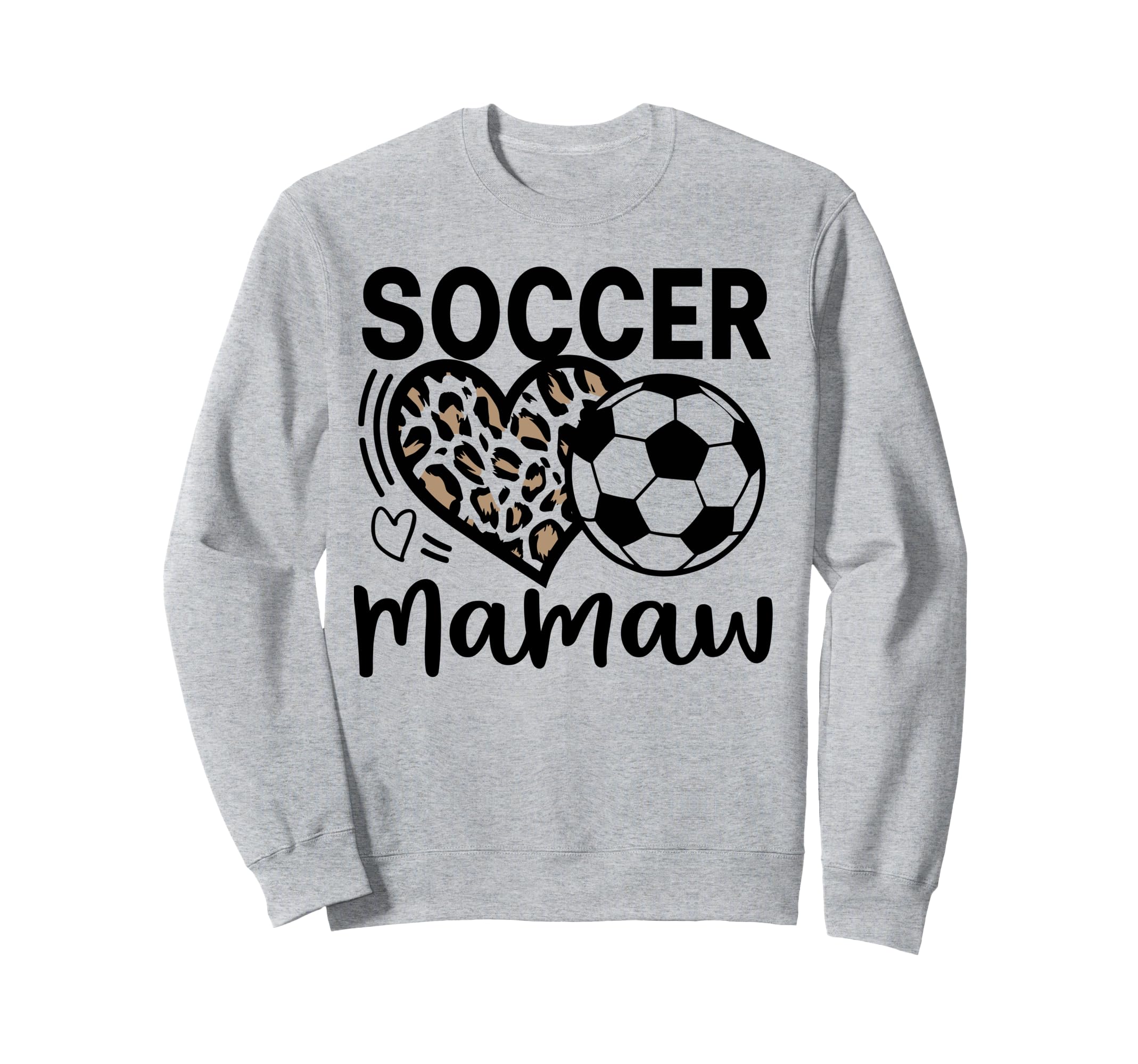 Soccer Mamaw Leopard Heart Soccer Sweatshirt - Minimalist Print for Adults - T-Shirt, Sweatshirt, Hoodie