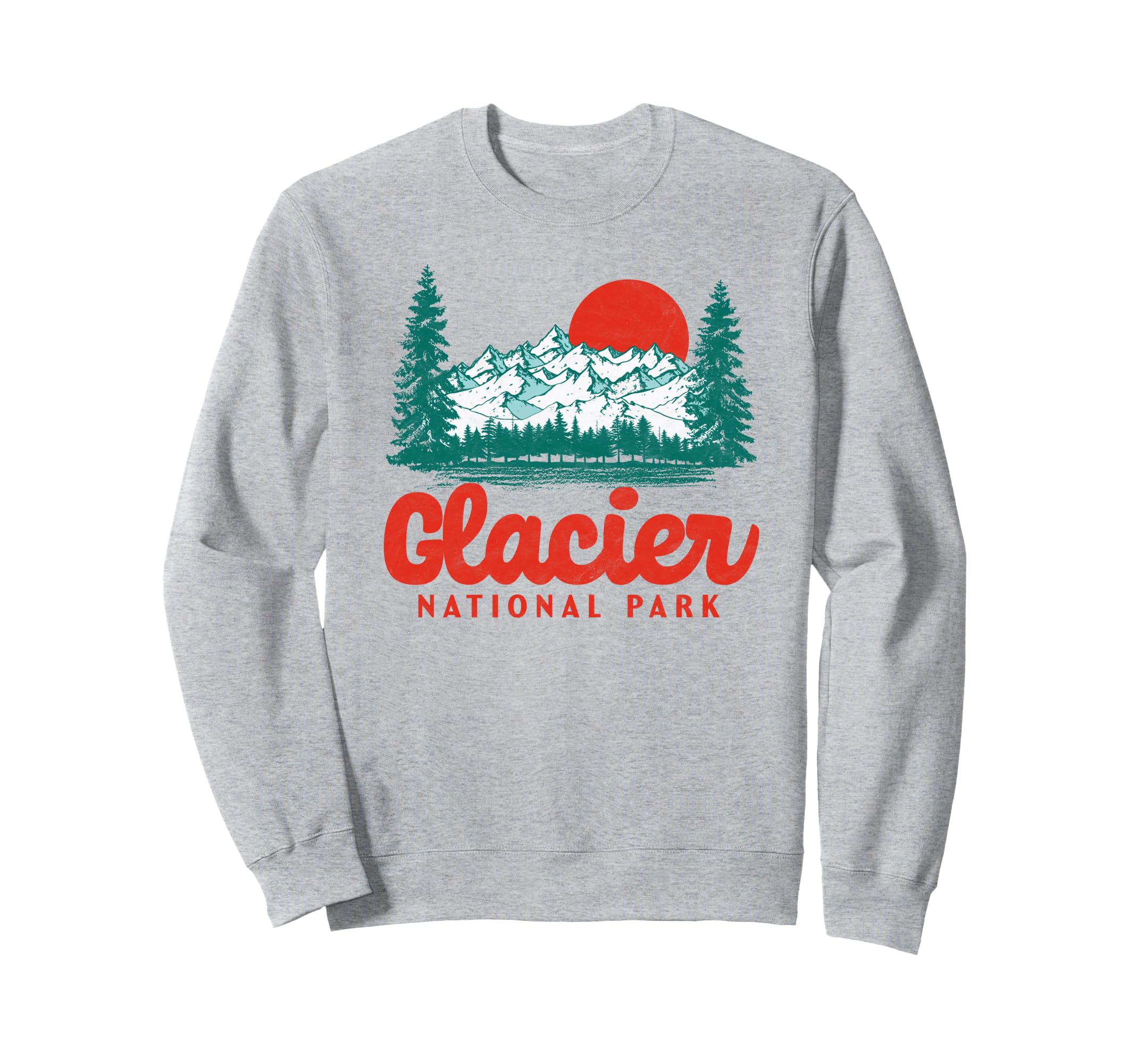 Glacier National Park 80S Mountain Sweatshirt - Graphic Print for Adults - T-Shirt, Sweatshirt, Hoodie