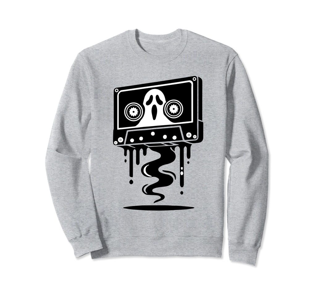 Ghost Cassette Tape Melting Spooky Sweatshirt - Minimalist Print Unisex - T-Shirt, Sweatshirt, Hoodie