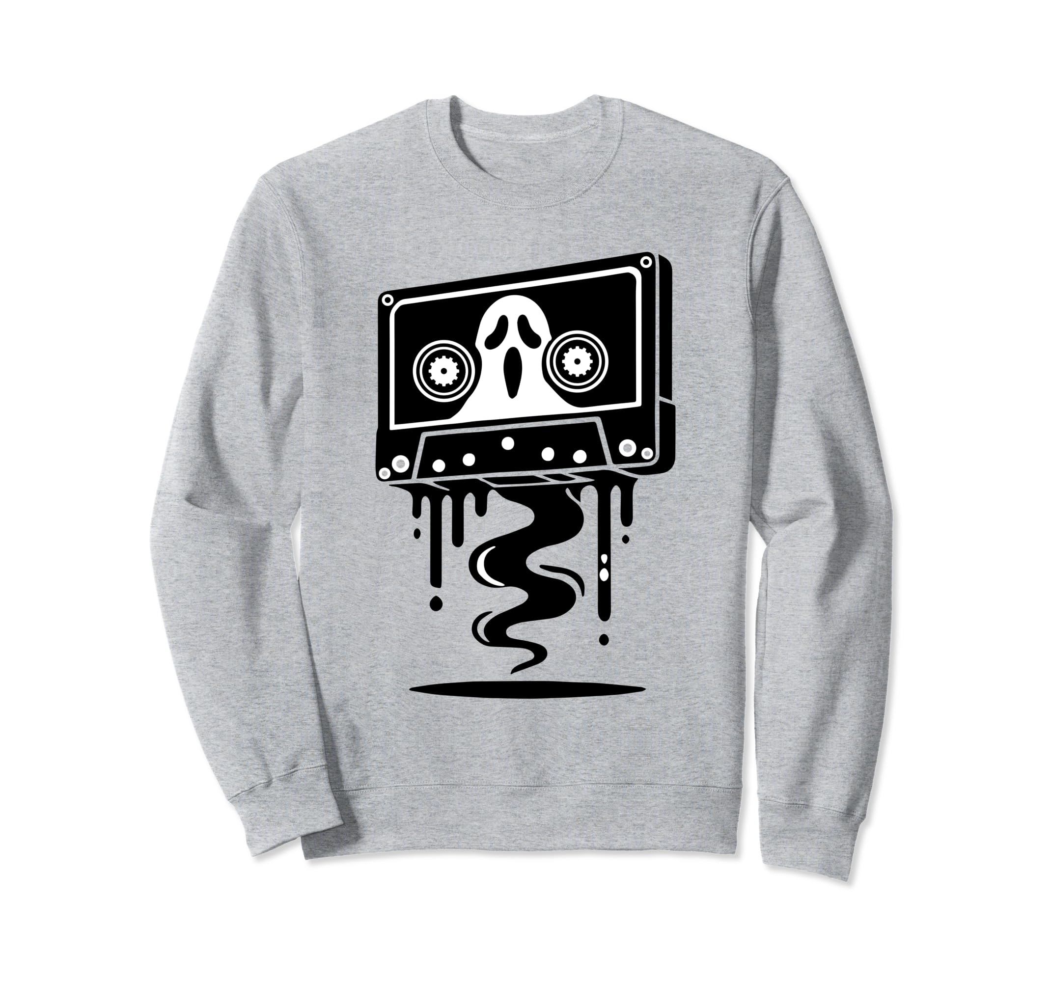 Ghost Cassette Tape Melting Spooky Sweatshirt - Minimalist Print Unisex - T-Shirt, Sweatshirt, Hoodie