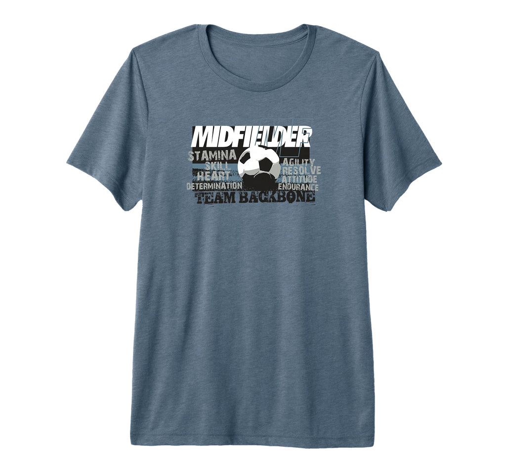 Soccer Midfielder Team Backbone Tri T-Shirt - Aesthetic Graphic Unisex - T-Shirt, Sweatshirt, Hoodie