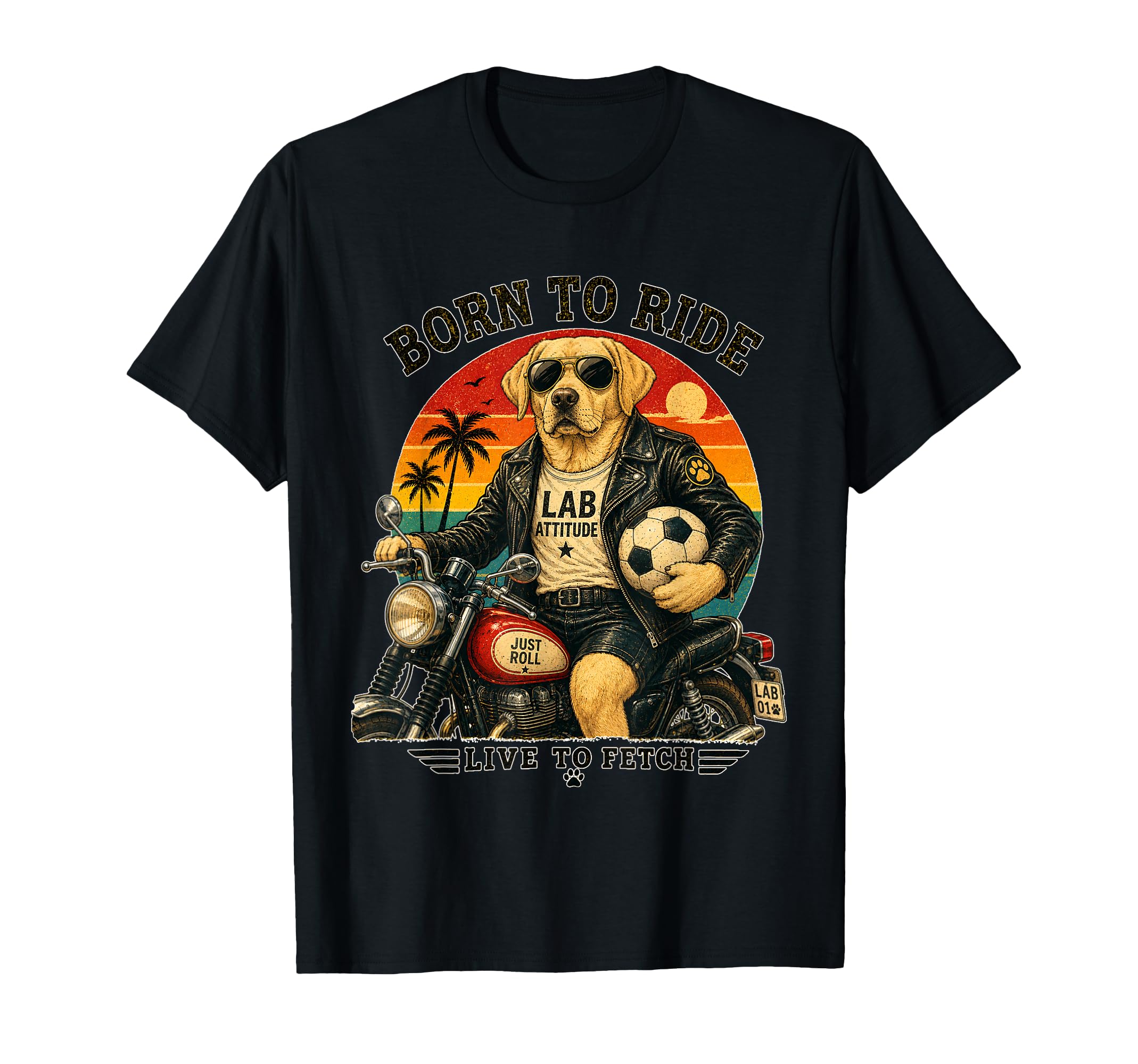 Labrador Retriever Motorbike Love T-Shirt - Casual Everyday Wear Men Women - T-Shirt, Sweatshirt, Hoodie