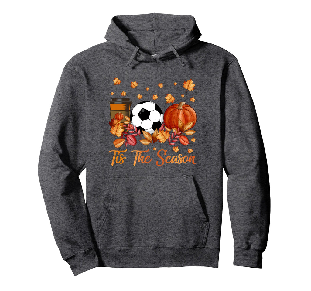Tis Season Soccer Pumpkin Autumn Fall Hoodie - Minimalist Print Men Women - T-Shirt, Sweatshirt, Hoodie