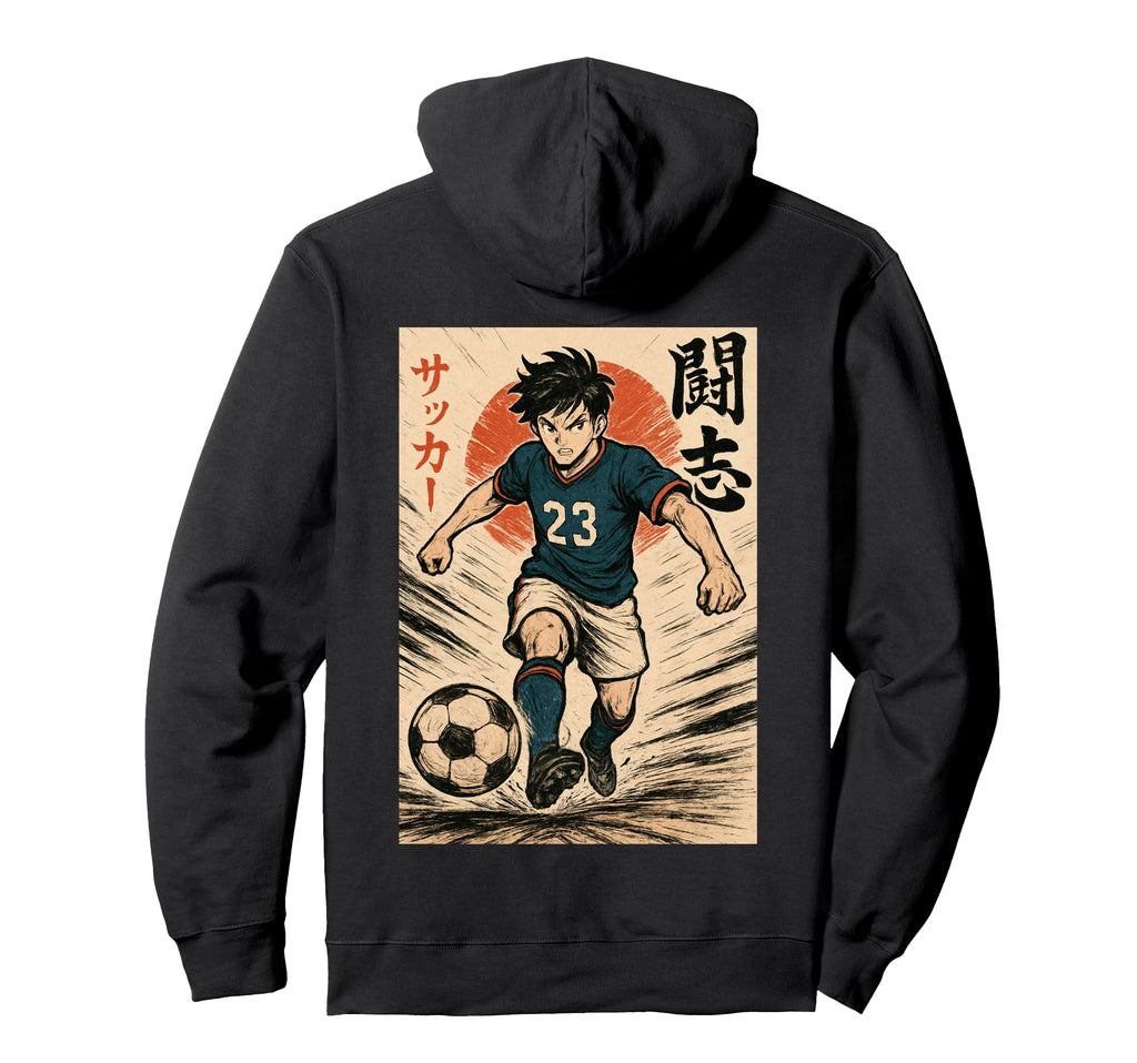 Manga Soccer Striker Football Player Hoodie - Minimalist Print for Adults - T-Shirt, Sweatshirt, Hoodie