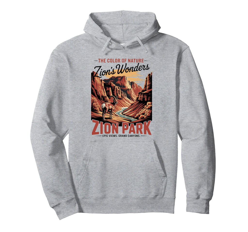 Zion National Park Hiking Hoodie - Minimalist Print for Adults - T-Shirt, Sweatshirt, Hoodie
