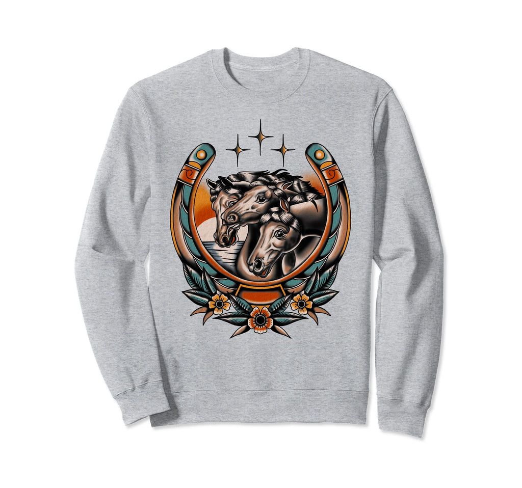 Pharaohs Horses Traditional Tattoo Sweatshirt - Aesthetic Graphic Unisex - T-Shirt, Sweatshirt, Hoodie