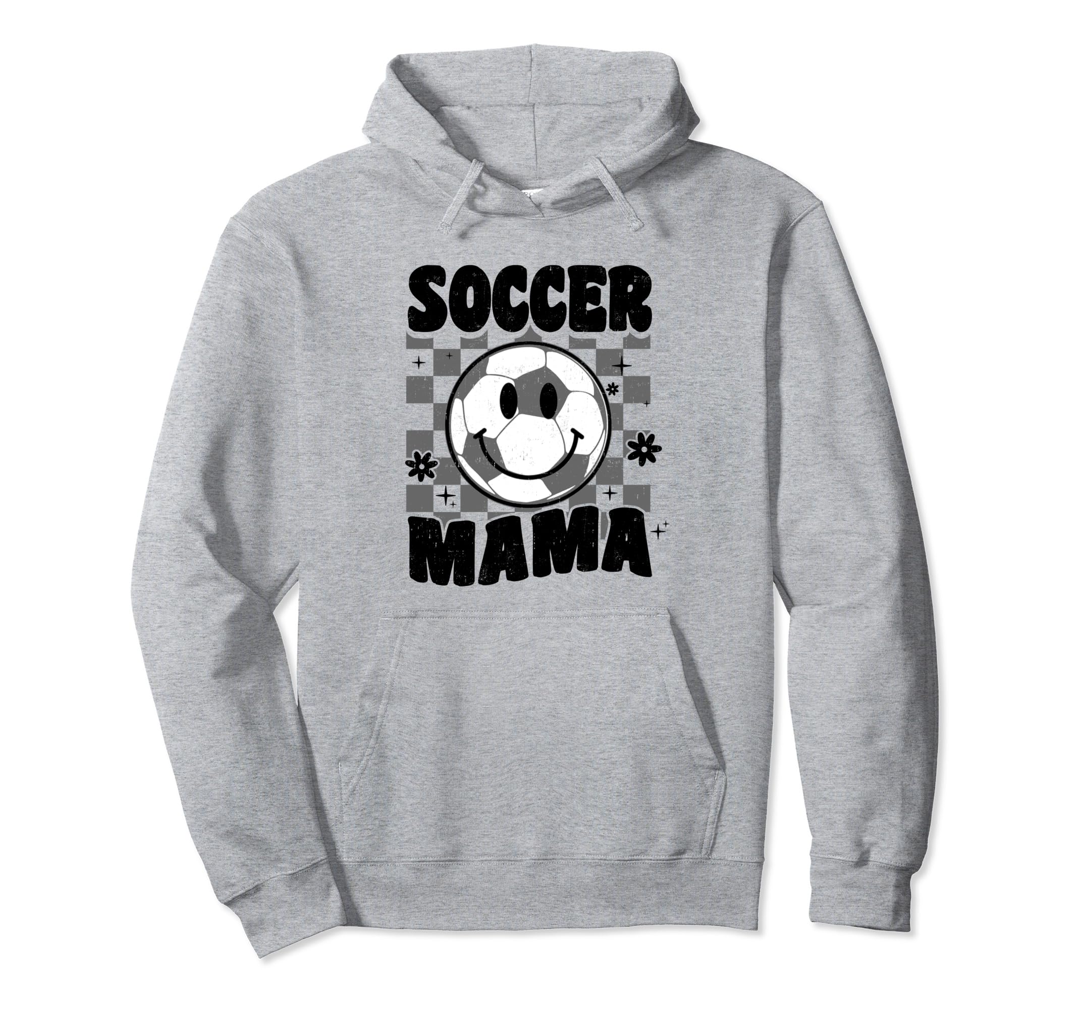 Soccer Mama Checkered Groovy Soccer Mom Hoodie - Graphic Print Men Women - T-Shirt, Sweatshirt, Hoodie