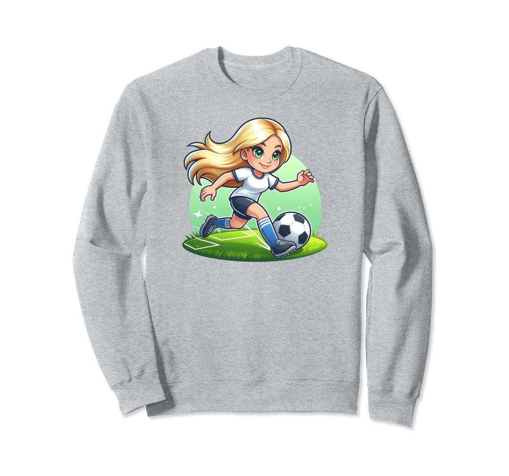 Soccer Blonde Playing Soccer Sweatshirt - Aesthetic Graphic for Adults - T-Shirt, Sweatshirt, Hoodie