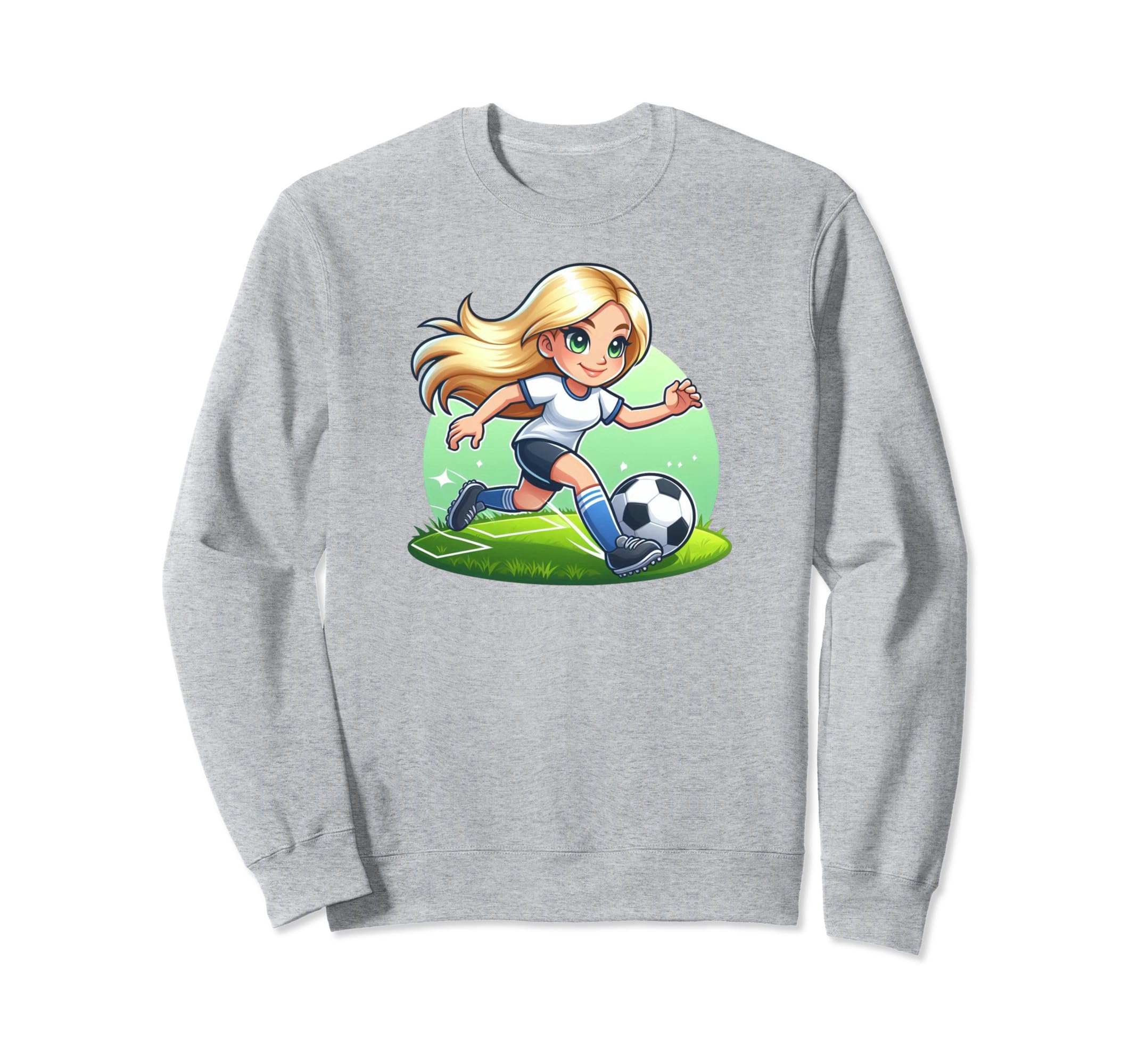 Soccer Blonde Playing Soccer Sweatshirt - Aesthetic Graphic for Adults - T-Shirt, Sweatshirt, Hoodie