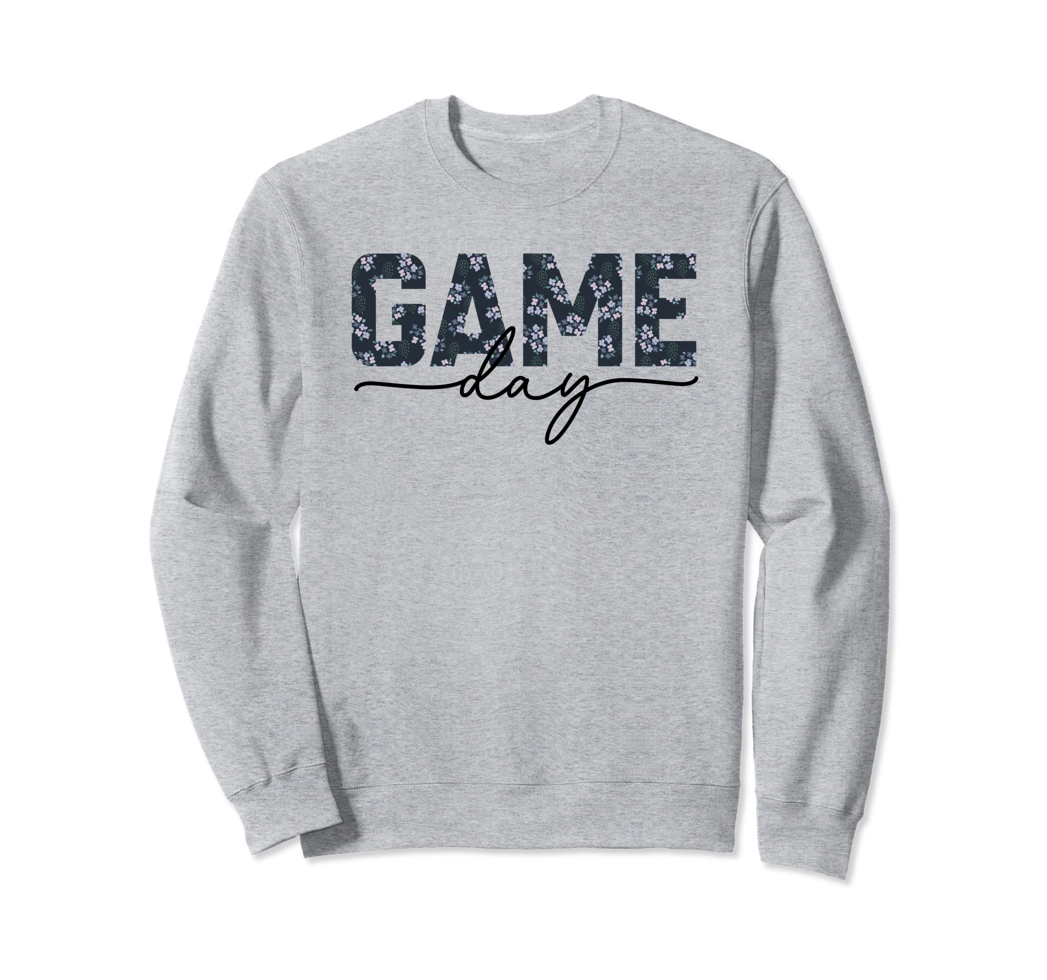 Game Day Spirit Blue Floral Sports Sweatshirt - Graphic Print Men Women - T-Shirt, Sweatshirt, Hoodie